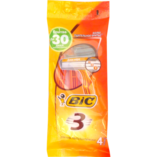 Станок для бритья мужской «BIC» 3 лезвия, 4 шт