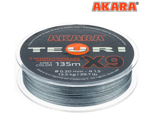 Плетёный шнур Akara Teuri X-9 (135м), 0.2 мм