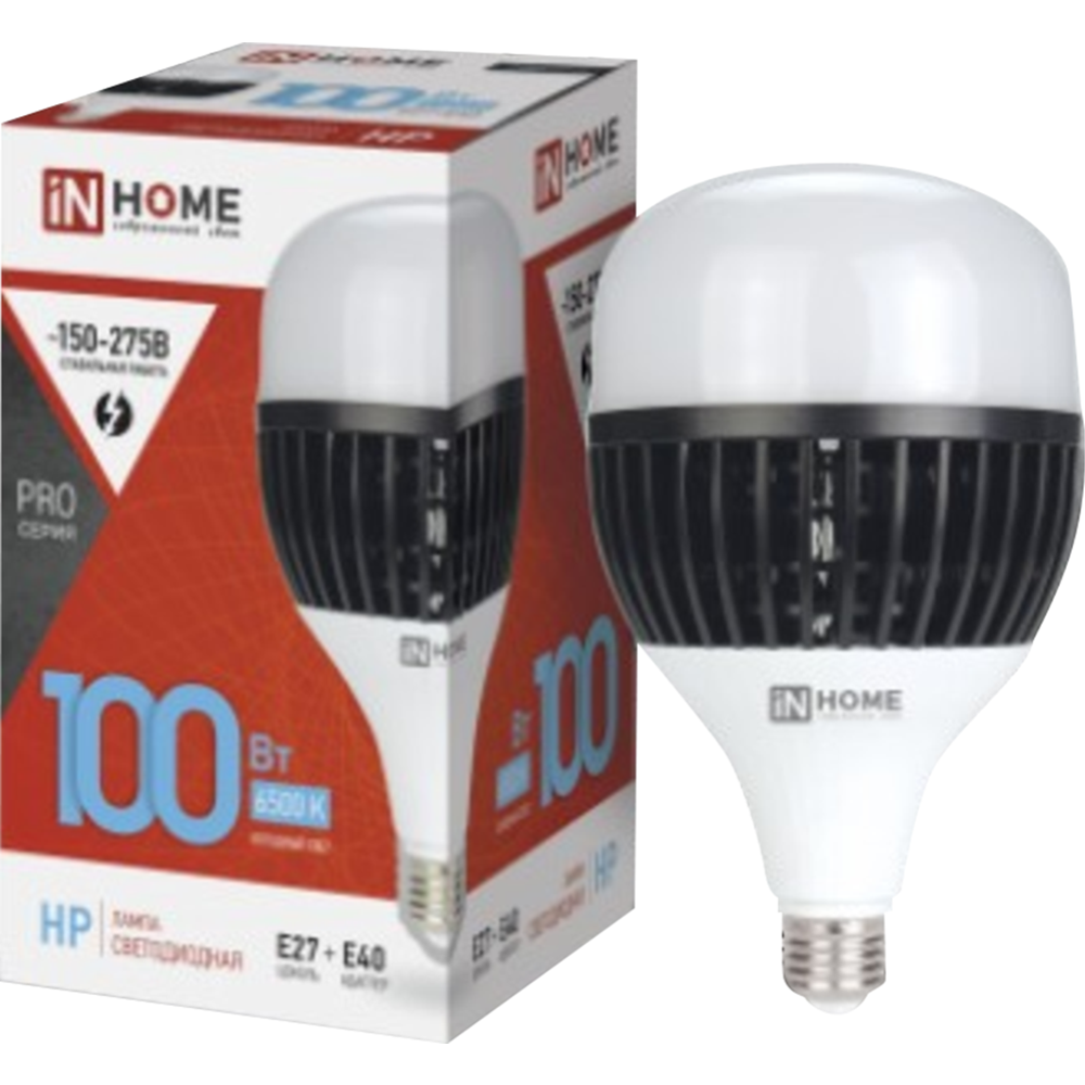 Лампа «In Home» LED-HP-PRO 100Вт 230В E27 с адаптером Е40 6500К 9500Лм