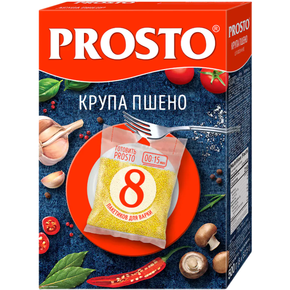 Крупа пшено «Prosto» шлифованное, очищенное, 8х62.5 г купить в Минске:  недорого в интернет-магазине Едоставка