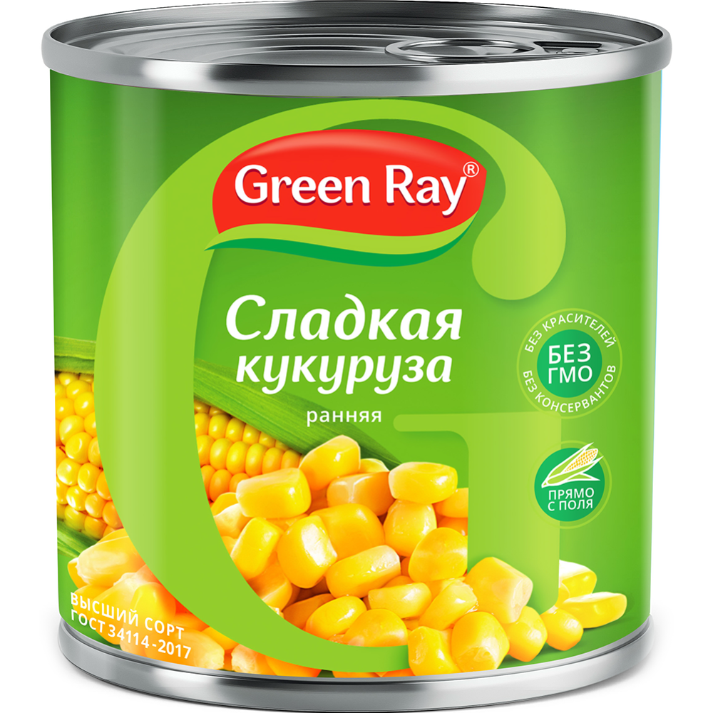 Кукуруза консервированная «Green Ray» сладкая ранняя, 340 г #0