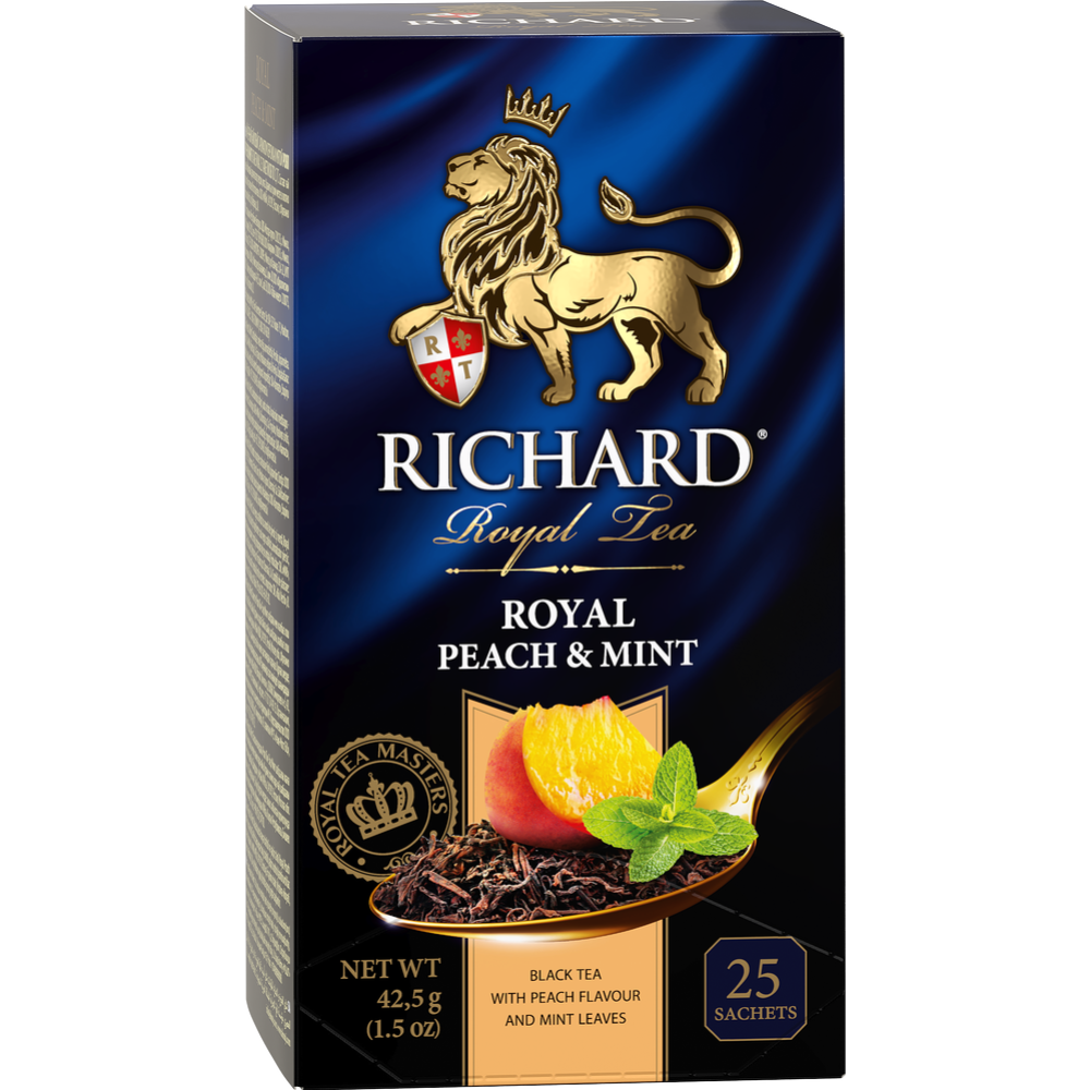 Чай черный «Richard» с аро­ма­том пер­си­ка и мятой, 25 па­ке­ти­ков