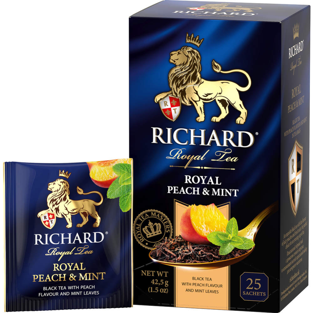 Чай черный «Richard» с ароматом персика и мятой, 25 пакетиков #2