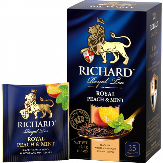 Чай черный «Richard» с ароматом персика и мятой, 25 пакетиков