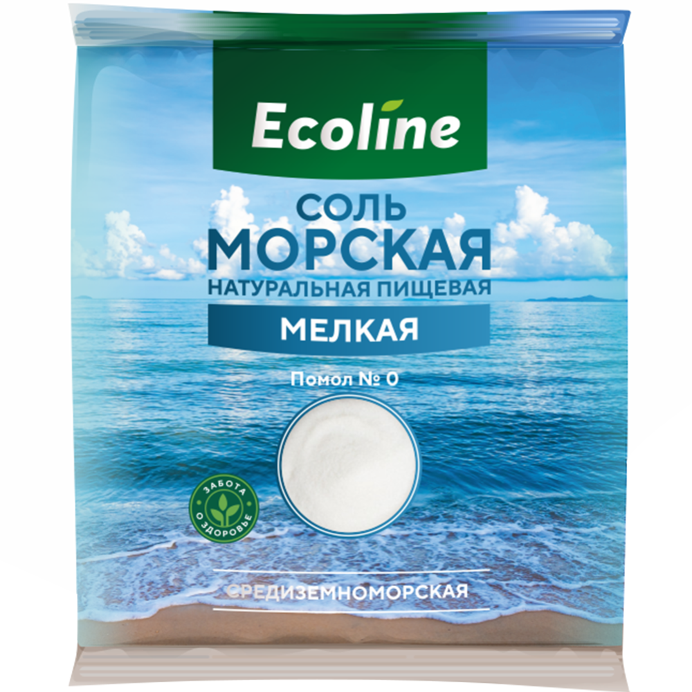 Соль мор­ская  пи­ще­вая «Ecoline» мелкая, 1 кг