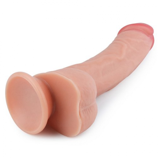 Фаллоимитатор на присоске с мошонкой телесный Dual-Layered Silicone Dildo 22 см