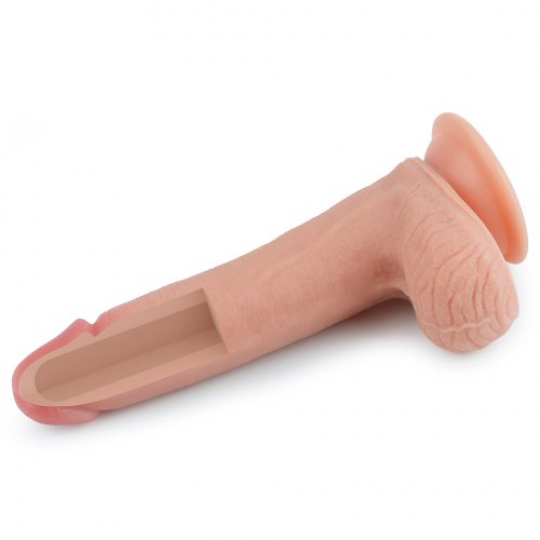 Фаллоимитатор на присоске с мошонкой Dual layered Liquid Silicone Nature Cock 21 см