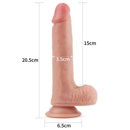 Фаллоимитатор на присоске с мошонкой Dual layered Liquid Silicone Nature Cock 21 см