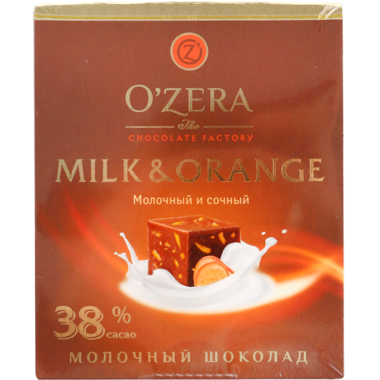 Шоколад «O'Zera» молочный, с апельсином, 90 г