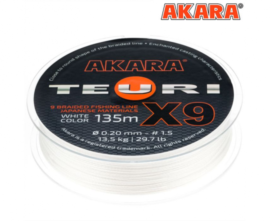 Плетёный шнур Akara Teuri X-9 (135м), 0.19 мм