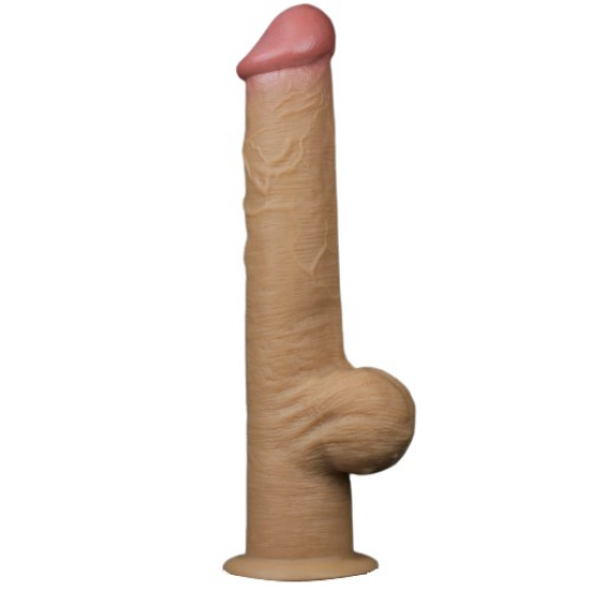 Рельефный фаллос с высоко посаженной мошонкой Lovetoy Silicone Cock 33 см