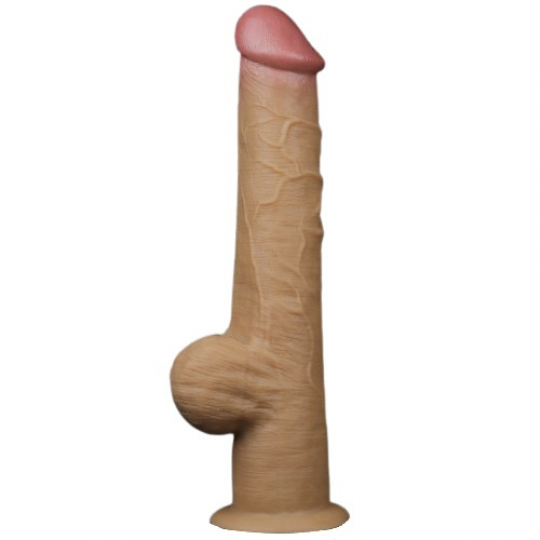 Рельефный фаллос с высоко посаженной мошонкой Lovetoy Silicone Cock 33 см