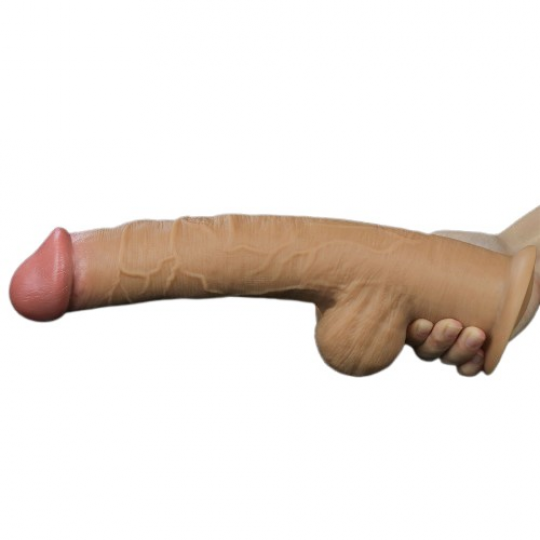 Рельефный фаллос с высоко посаженной мошонкой Lovetoy Silicone Cock 33 см