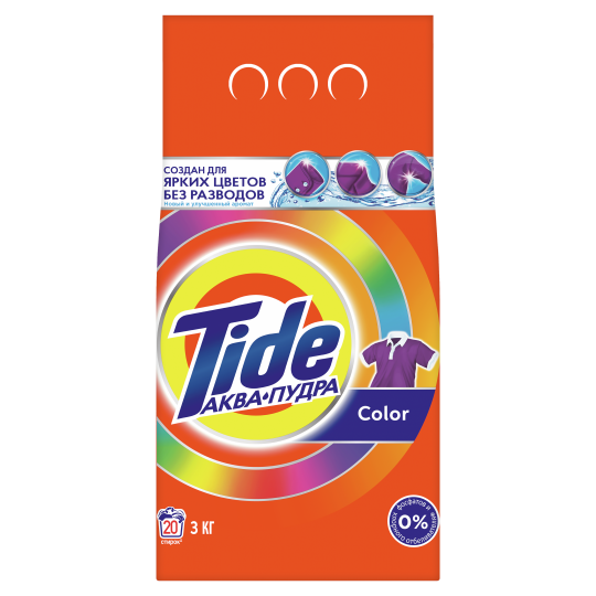 Стиральный порошок для белья для автоматических стиральных машин Tide Color Аквапудра 3 кг