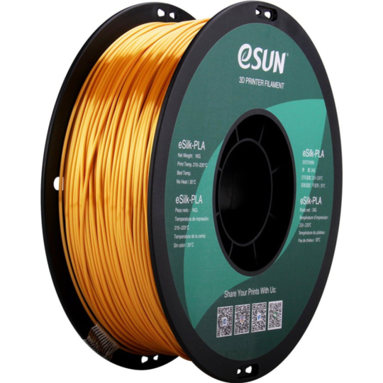 Пластик для 3D печати «eSUN» eSilk-PLA, 1.75 мм, gold, 1 кг