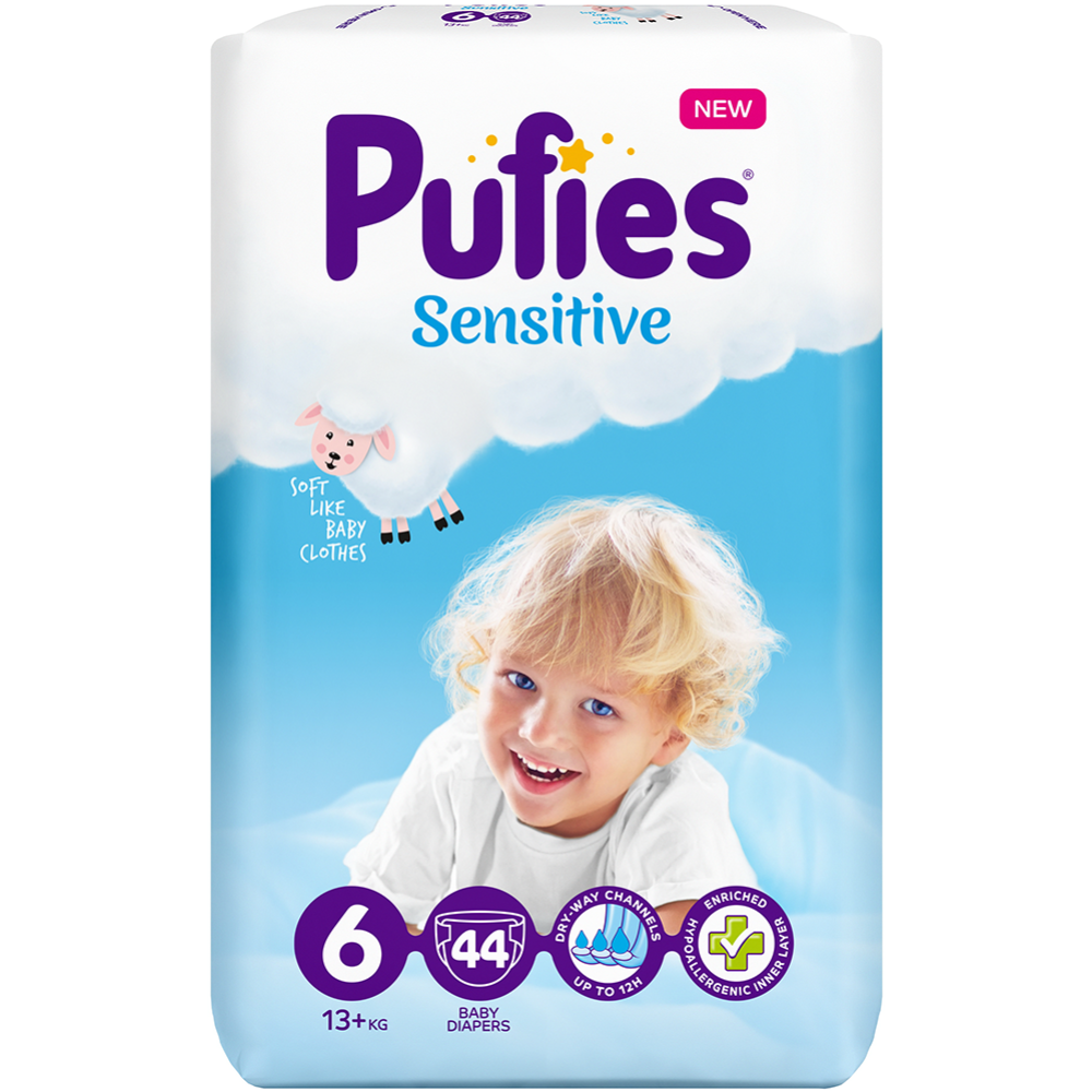 Подгузники детские «Pufies» Sensitive, размер Extra Large, 13+ кг, 44 шт