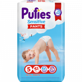 Под­гуз­ни­ки-тру­си­ки дет­ские «Pufies» Sensitive, размер Junior, 12-17 кг, 42 шт