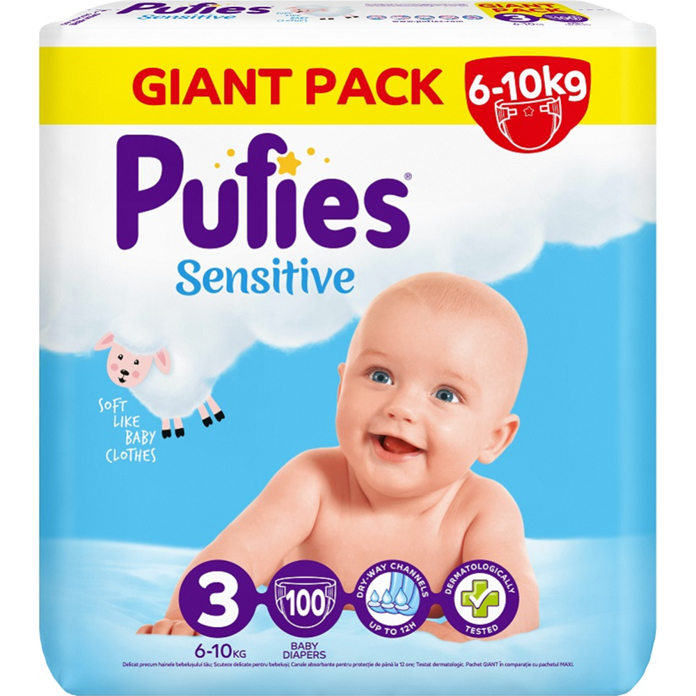 Подгузники для детей «Pufies» Sensitive Midi, 6-10 кг, 100 шт #0