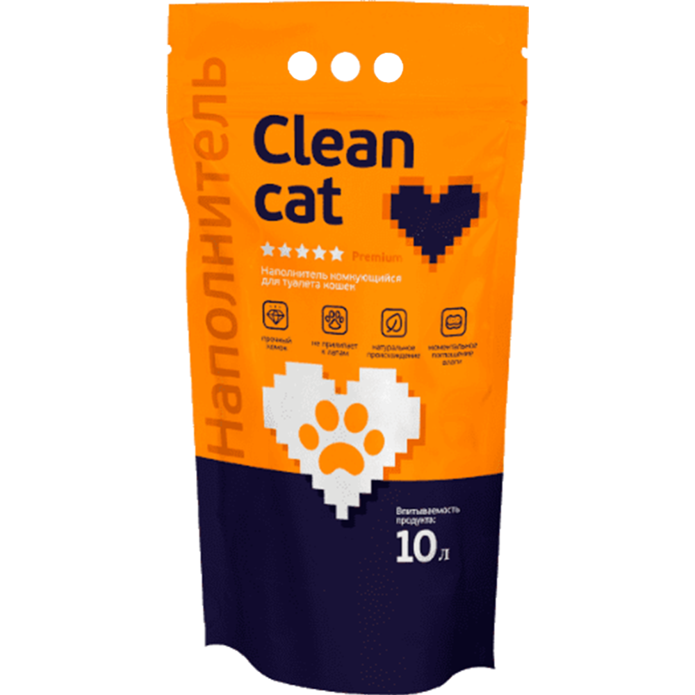 Наполнитель для туалета «Clean Cat» Premium, бентонитовый, 4.2 кг