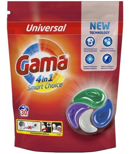 Капсулы для стирки Gama universal 4 в 1 (30 штук)