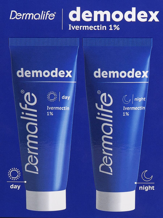 Комплекс средств для ухода за кожей от демодекоза DERMALIFE DEMODEX (гель дневной 75 мл + крем ночной 75 мл)