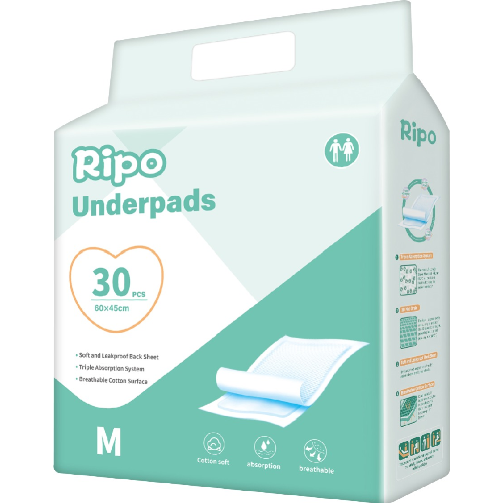 Пеленки для взрослых «Ripo» размер M, 60х45 см, 30 шт