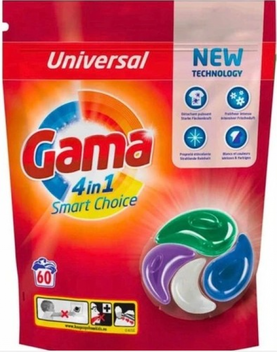 Капсулы для стирки Gama universal 4 в 1 (60 штук)