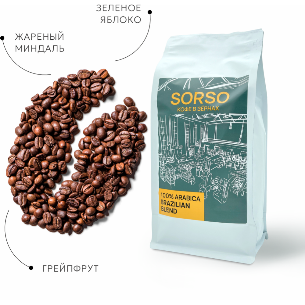 Кофе в зернах «Sorso» Espresso Blend Brazilian Blend, 1000 г #2