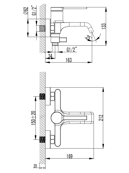 Смеситель для ванны AQUAme Asti, цвет оружейная сталь (арт.AQM6412GM)