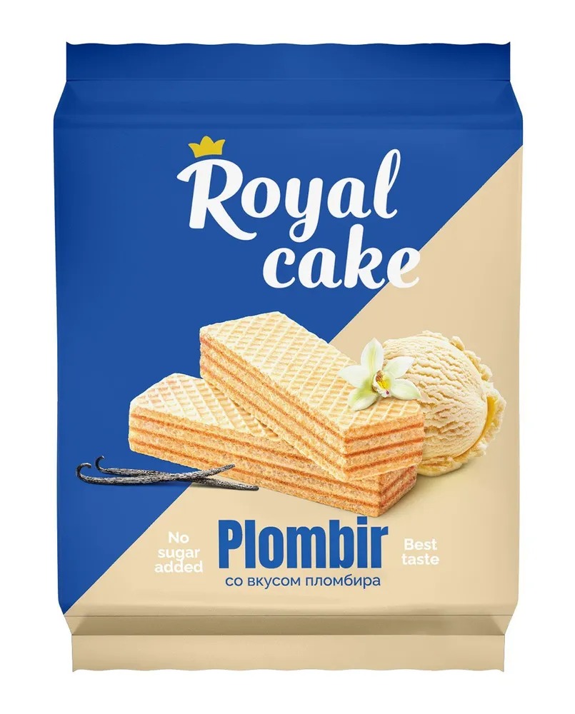 Вафли Royal Cake на сорбите 120г Пломбир, 3 упаковки