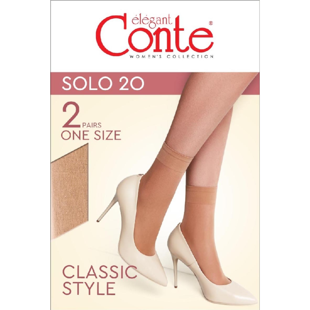 Носки жен­ские «Conte Elegant» Solo 20, nero, размер 36-40, 2 пары