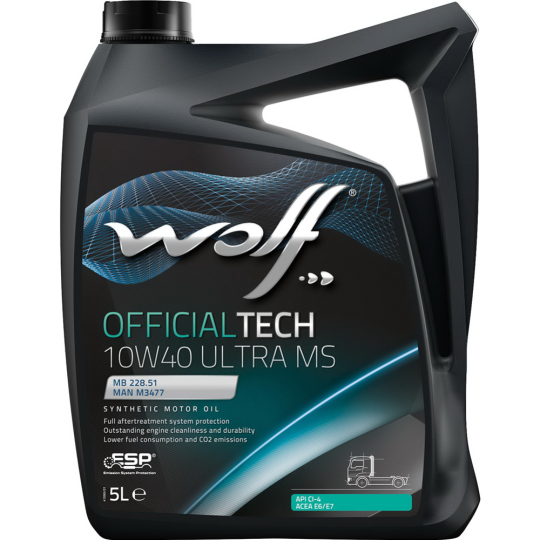 Масло моторное «Wolf» OfficialTech Ultra, 10W-40 MS, 65603/5, 5 л