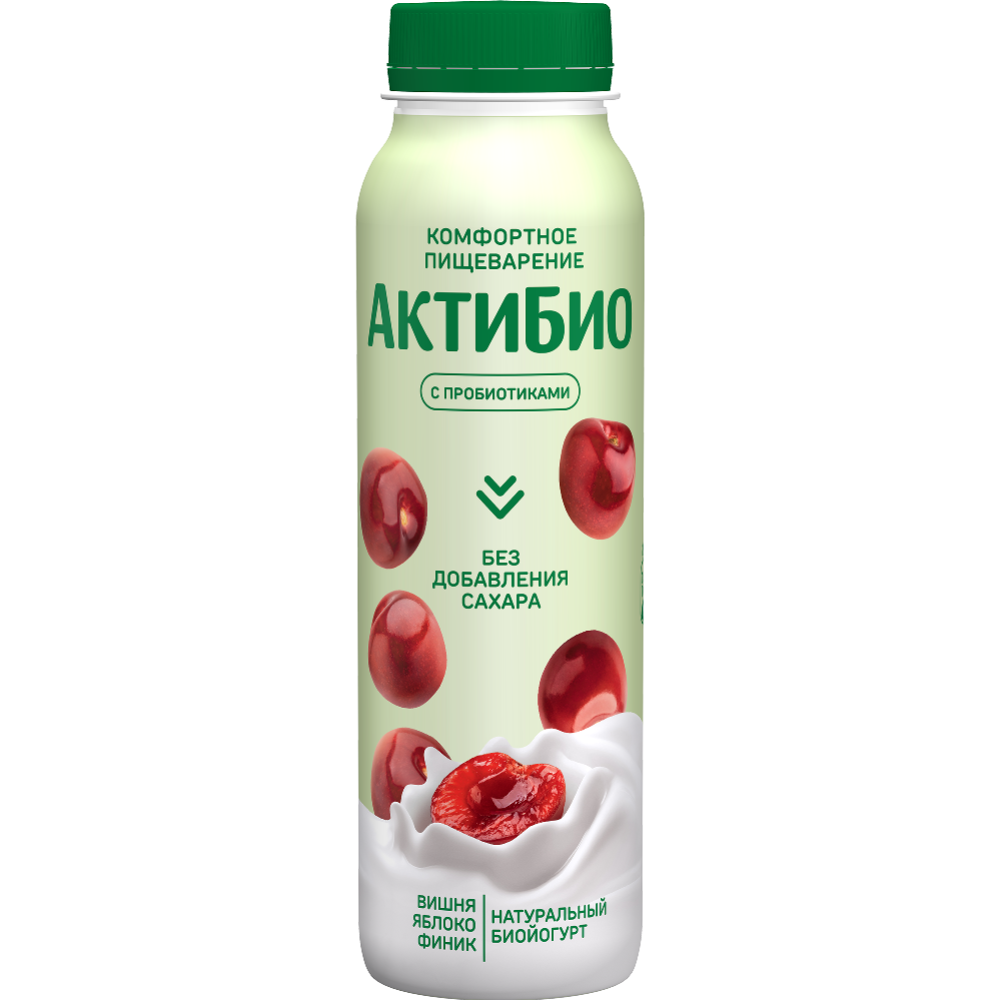 Биойогурт «АктиБио» яблоко-вишня-финик, без сахара 1,5%, 260 г  #0