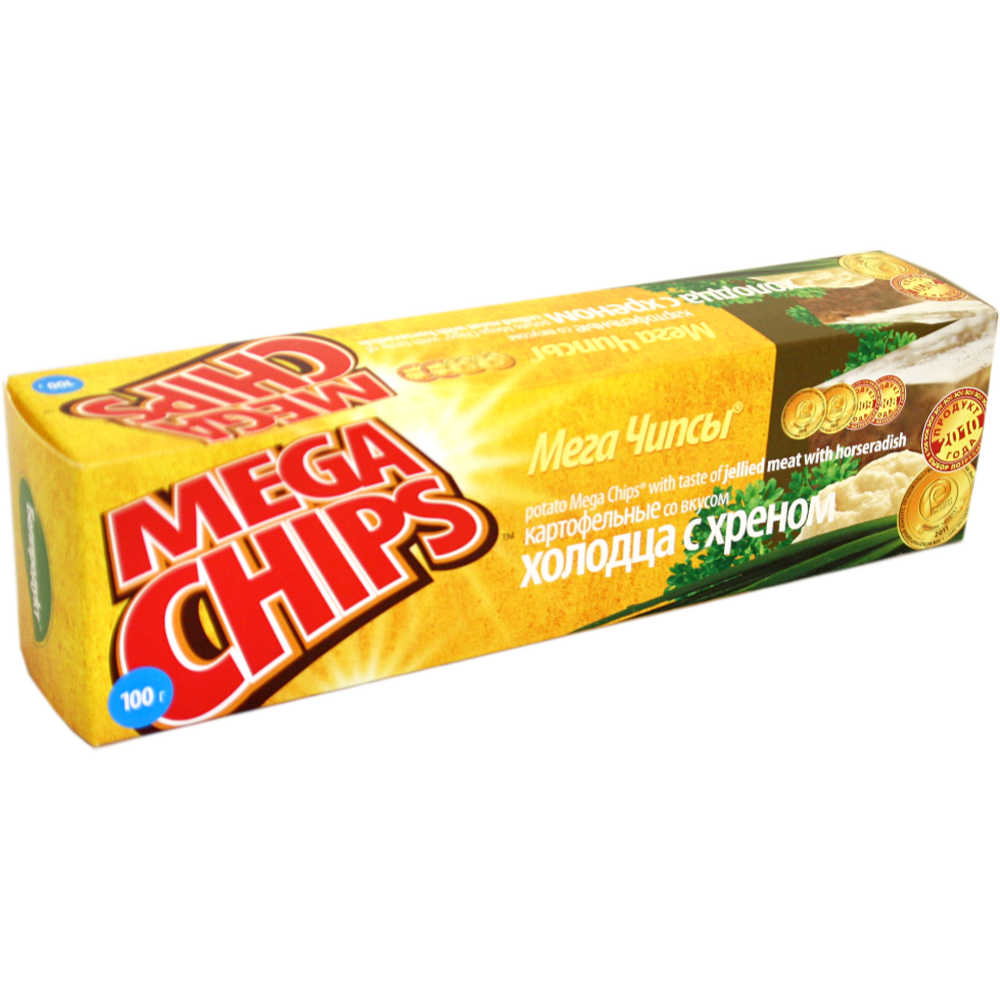 Чипсы кар­то­фель­ные «Mega Chips» со вкусом хо­ло­де­ца с хреном, 100 г