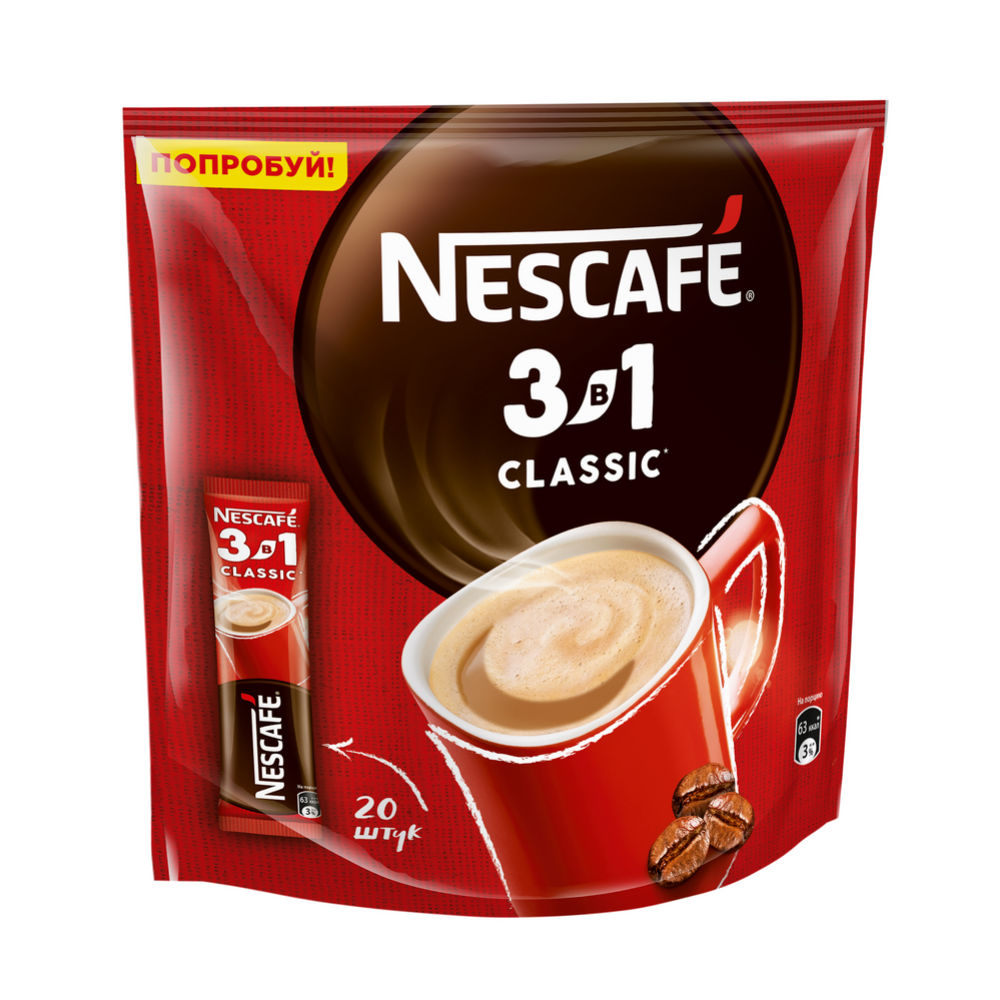 Уп. Кофейный напиток растворимый «Nescafe» 3 в 1 классик, 20х14.5 г #4