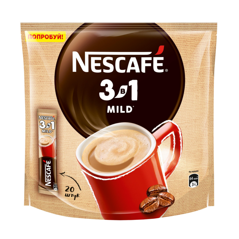 Кофейный напиток «Nescafe» 3 в 1 мягкий, 20х14.5 г