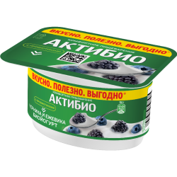 Биой­о­гурт «Ак­ти­Био» с чер­ни­кой и еже­ви­кой, 3.0%, 110 г