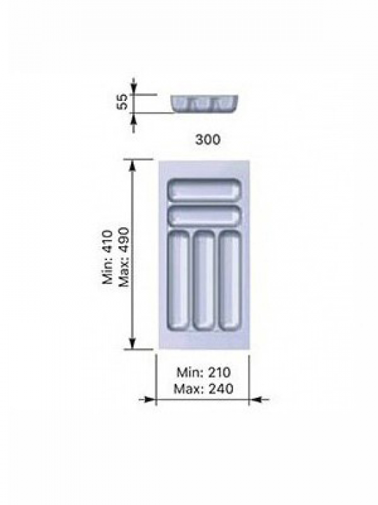 Лоток для столовых приборов Starax S-2281-G (300мм, серый)