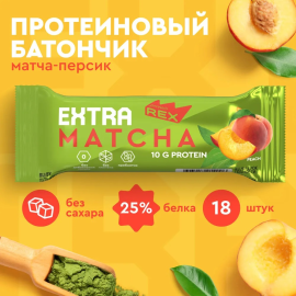 Протеиновые батончики без сахара ProteinRex EXTRA матча-персик 18 шт х 40 г