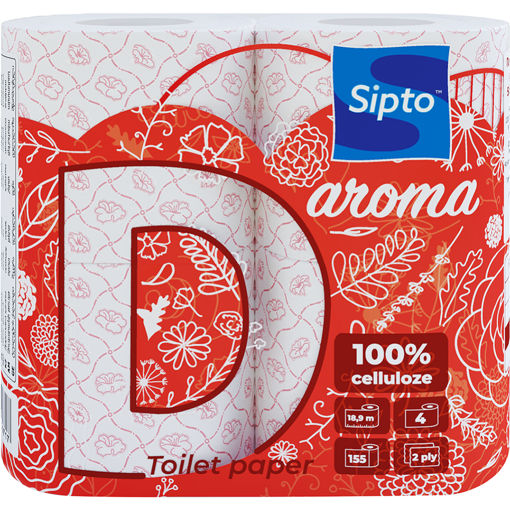 Бумага туалетная «Sipto» Deco Aroma, с ароматом клубники, 4 рулона #0