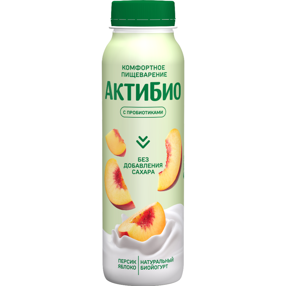Биойогурт «АктиБио» яблоко-персик без сахара 1,5%, 260 г  #0
