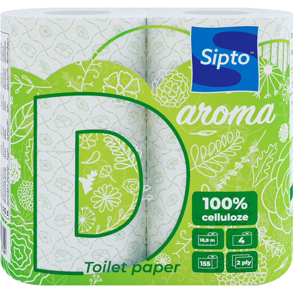 Бумага туалетная «Sipto» Deco Aroma, c ароматом луговых цветов, 4 рулона #0