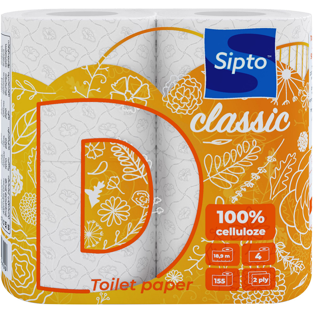 Бумага туалетная «Sipto» Deco Class 2-х слойная, 4 рулона