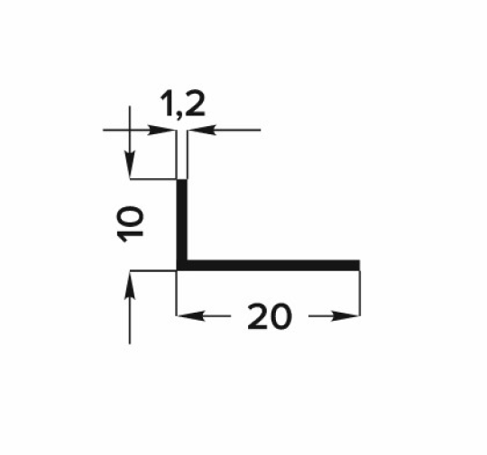 Алюминиевый уголок 20х10 2,0м серебро