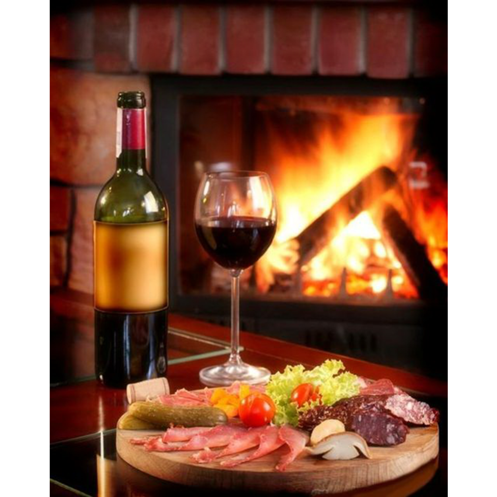 Картина по номерам «Colibri» Вино и закуска у камина, VA-3743, 40х50 см