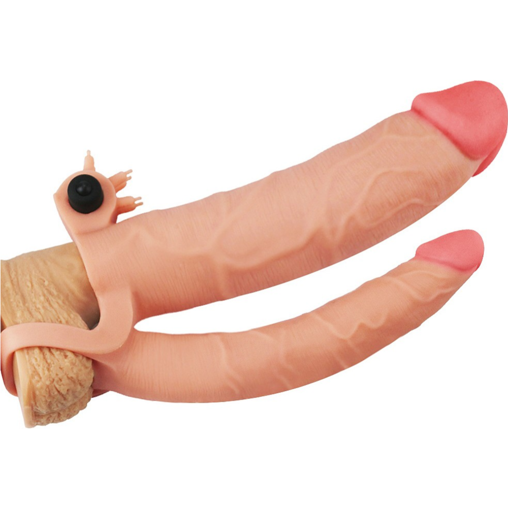 Насадка на пенис «LoveToy» Pleasure X Tender Vibrating Double Penis Sleeve, LV314102, 8 см