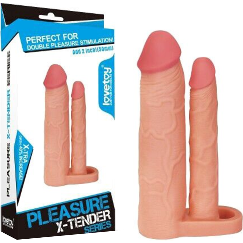 Насадка на пенис «LoveToy» Pleasure X Tender Double Penis Sleeve, LV314011, 5 см