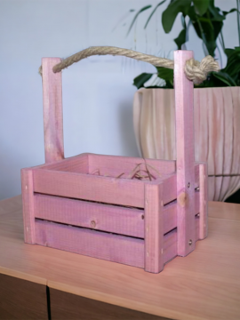 Ящик деревянный для декора и хранения розовый