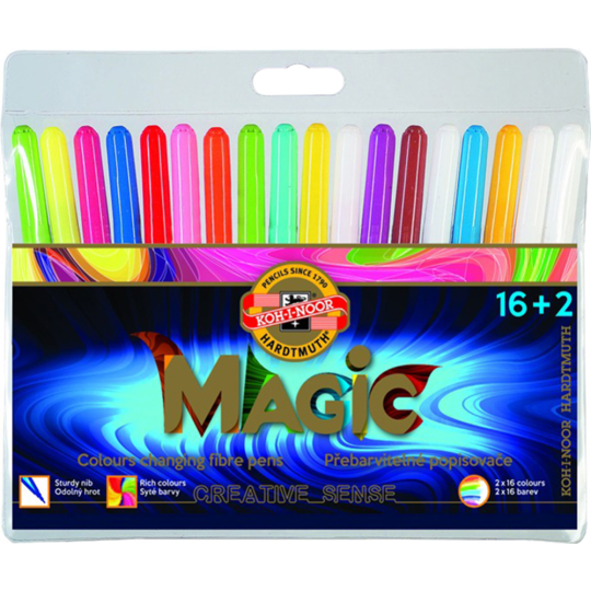 Фломастеры «Koh-I-Noor» Magic, 771612AH01TE, 16 цветов, 18 шт