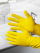 Перчатки хозяйственные латексные размер L, с х/б напылением, желтые, (5 пар/уп), Komfi